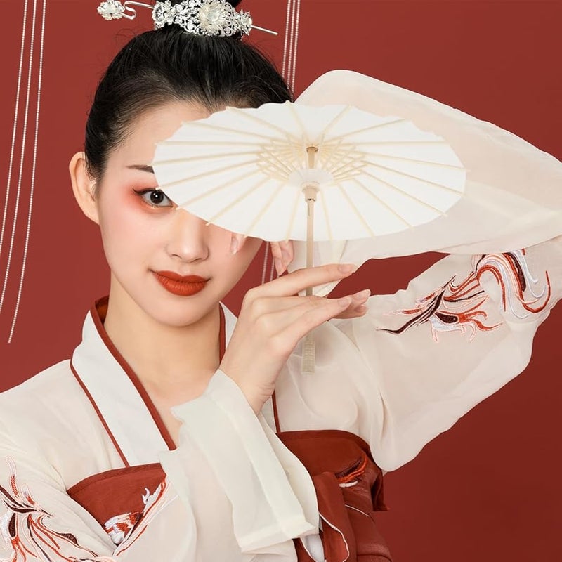 White DIY Paper Umbrella 2pcs Small Umbrella For Photography Prop Holiday Decor - Image 3